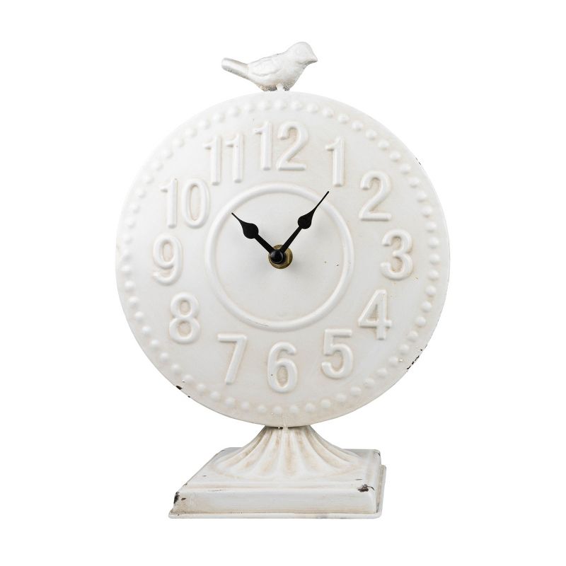 Bird Tabletop Clock White Metal - Foreside Home & Garden, 1 of 7