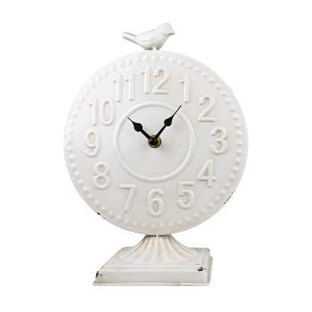 Bird Tabletop Clock White Metal - Foreside Home & Garden