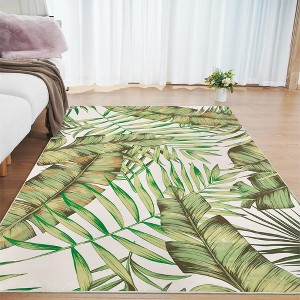 Modern Tropical Leaf Area Rug Soft Washable Rug Low Pile Non Slip Floor Carpet - 1 of 4