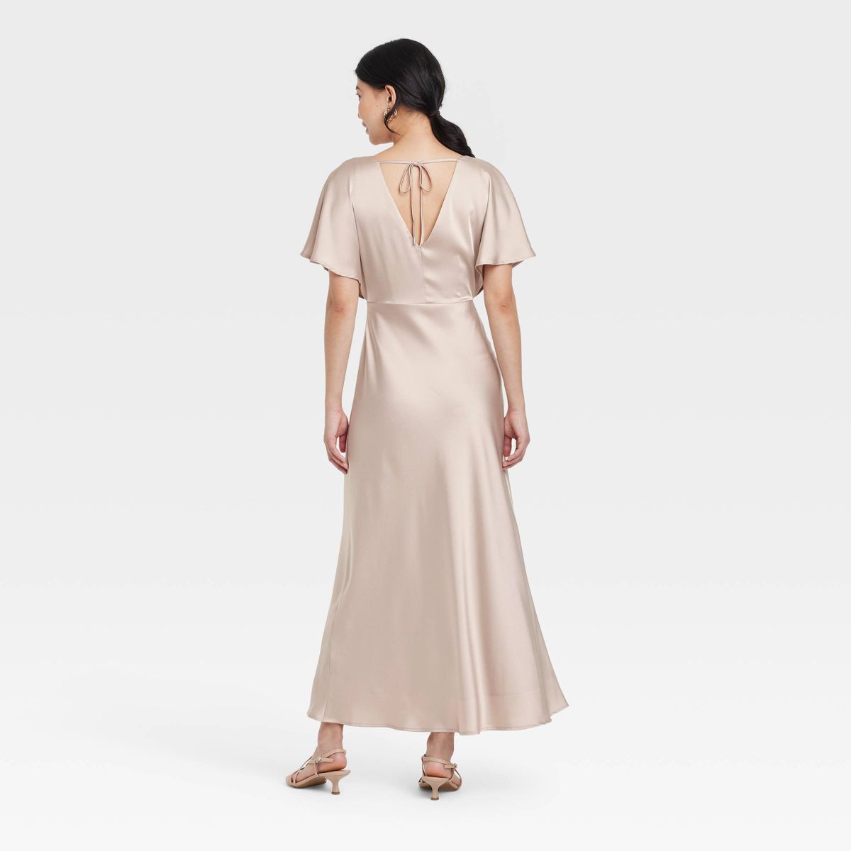 Women's Satin Flutter Short Sleeve Maxi A-Line Dress - A New Day™ - thumbnail 8