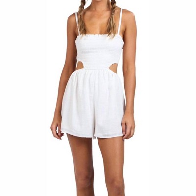 Women's Smocked Waist Cutout Mini Romper - Sky to Moon