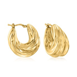 Ross-Simons Italian 18kt Gold Over Sterling Ribbed Twist Hoop Earrings - 1 of 4