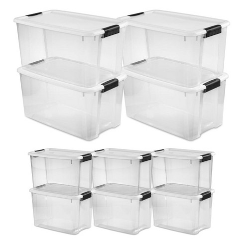 Sterilite 70 Quart (4 Pack) & 30 Quart (6 Pack ) Clear Plastic Stackable  Storage Container Bin Box Tote With White Latching Lid Organizing Solution  : Target