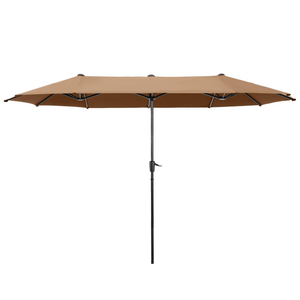 Photos - Parasol Captiva Designs 6.5'x13' Rectangular Outdoor Market Umbrella Brown: UV & F