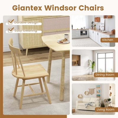 Natural Rubber Wood High Back Windsor Side Chairs