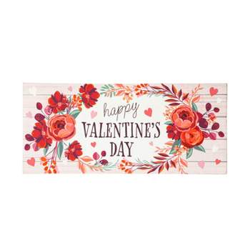 Evergreen Floral Happy Valentine's Day Sassafras Indoor Outdoor Switch Doormat 1'10"x10" Multicolored