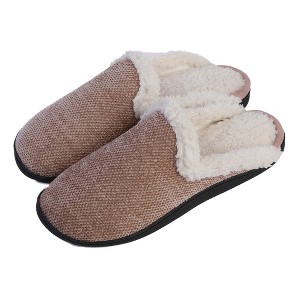 Roxoni Women's Memory Foam House Fleece Trim Knit Sweater Slipper - 1 of 4
