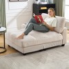 Oversized Corduroy Sleeper Sofa Chaise Lounge with USB Charging, Cup Holder, and Side Pocket - 3 of 4