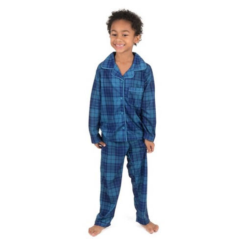 Leveret Kids Two Piece Flannel Feel Christmas Pajamas Plaid Blue And Navy  14 Year : Target