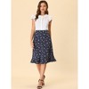 INSPIRE CHIC Women's Floral Ruffle Elastic High Waist Button Flowy Split Skirt - 3 of 4