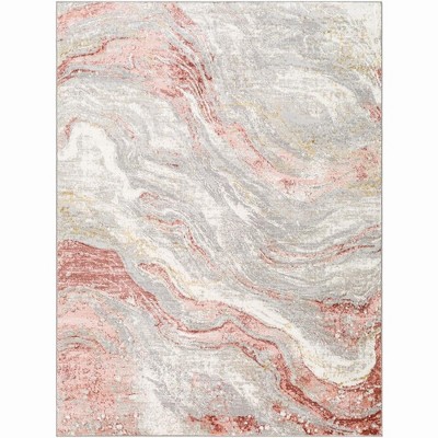 Mark & Day Yun 6'7"x9' Rectangle Woven Indoor Area Rugs Brick Red: Geometric Modern Stain-Resistant for Bedroom & Living Room