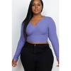 Slickblue Plus Size Ribbed Wrap Front Long Sleeve Top, Stretch Fit, Casual Style, Multiple Color Options, Size 1XL-3XL - 2 of 4
