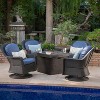 GDFStudio Assisi Outdoor Wicker 5 Piece Swivel Club Chair and Fire Pit Set with Cushions - 2 of 4