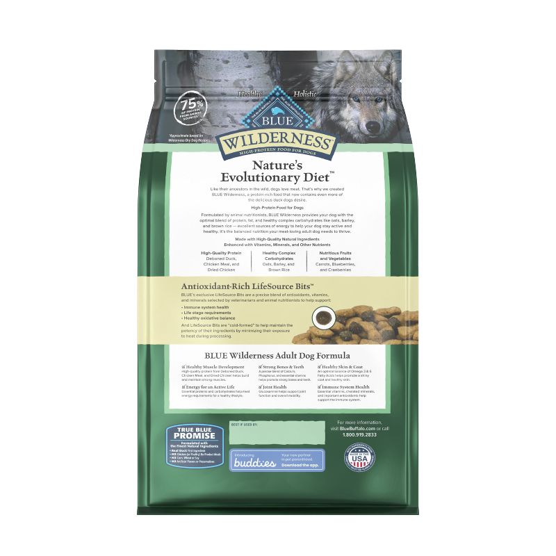 Blue Buffalo Wilderness Adult Dry Dog Food with Duck &#38; Chicken Flavor - 4.5lbs, 3 of 11