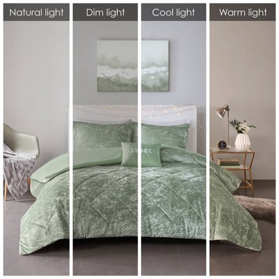 Green Velvet Twin/Twin XL Duvet Cover Set with Decorative Pillow