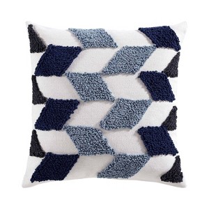 20"x20" Oversize Kai Square Throw Pillow Blue/White/Gray - Brielle Home: Cotton Fabric, Indoor Geometric Design, Zippered - 1 of 4