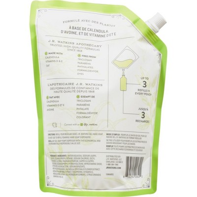 J.R. Watkins Aloe Green Tea Gel Hand Soap Refill - Case of 3/34 fz