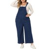 Agnes Orinda Women's Plus Size Denim Bib Classic Adjustable Straps Pockets Jean Jumpsuits - 2 of 4