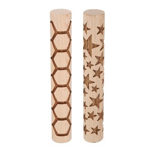 Unique Bargains Wood Clay Grain Texture Carved Fine Baking DIY Rolling Pins 2 Pcs - 1 of 4