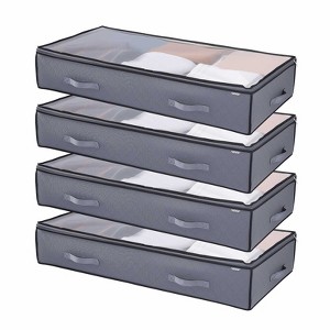 VEVOR Under Bed Storage with Clear Lids, 39.2x19.7x7.1 Inch, 90L Large Containers, Low Profile Under Bed Drawer Shoe Organizer Bins Box, 4 Pack,Gray - 1 of 4