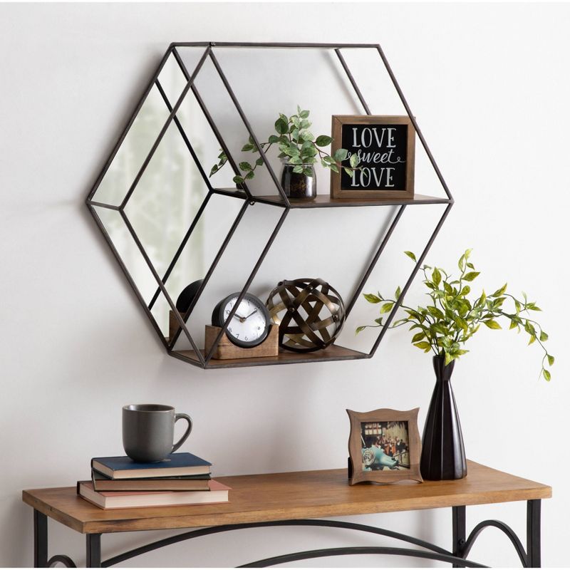 26" x 7" x 23" Lintz Hexagon Shelves with Mirror - Kate & Laurel All Things Decor, 5 of 7