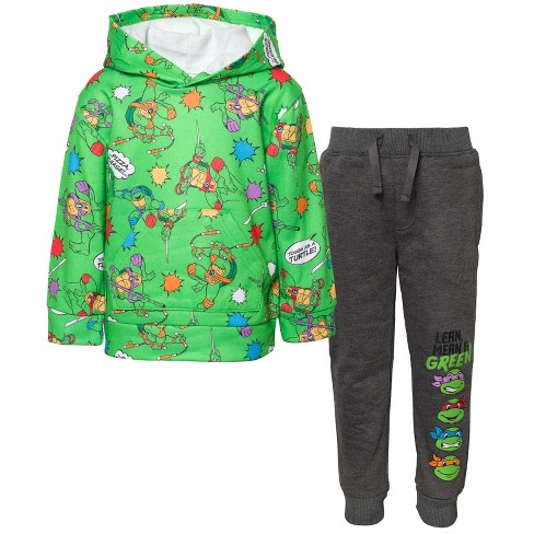 Teenage Mutant Ninja Turtles Donatello Michelangelo Leonardo Toddler Boys Fleece Pullover Hoodie Pants Green / Gray 2T