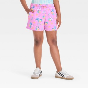 Girls' Disney Stitch Terry Shorts - Pink - 1 of 3
