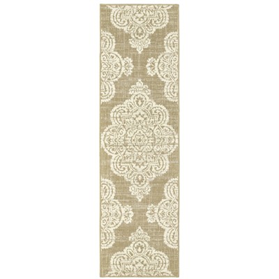 Oriental Weavers Marina 5929J Tan/ Ivory Indoor/Outdoor Area Rug - 2'3" x 7'6"