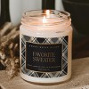 Sweet Water Decor Patterned Favorite Sweater 9oz Clear Jar Candle with Gold Lid - 2 of 3