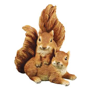 Collections Etc Hand-Painted Playful Squirrels Resin Garden Sculpture 6.25 X 5.75 X 6.5 Brown