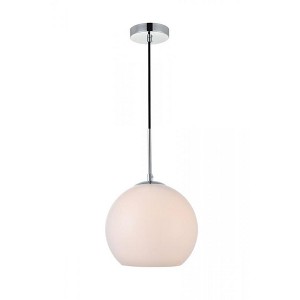 Elegant Lighting Baxter 1 Light Chrome Pendant With Frosted White Glass - 1 of 4