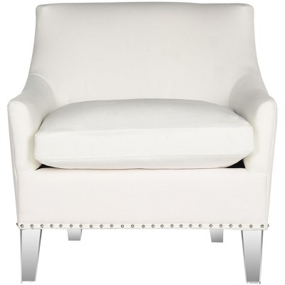 Modern Art Deco White Accent Chair with Transparent Legs