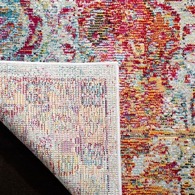 Light Blue and Orange 9' x 12' Synthetic Reversible Area Rug