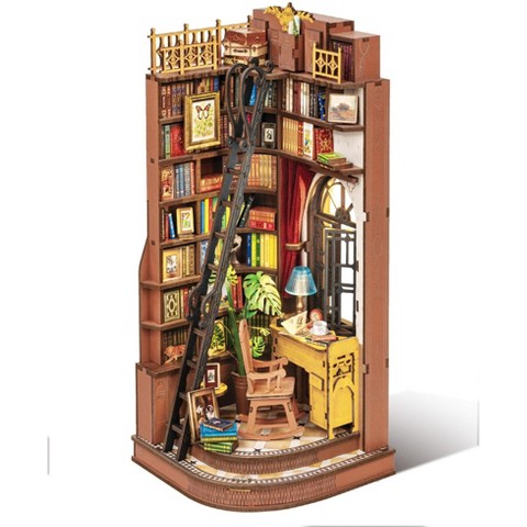 Детские куклы Etokfoks DIY Book Nook Kit Silent Corner Study 3D Puzzle British Style Bookend Bookshelf Decor 1 Kit Miniature Model for Adults