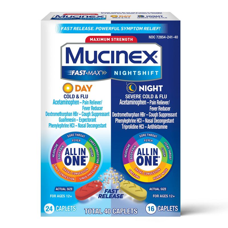 Mucinex Max Strength Cold &#38; Flu Medicine - Day &#38; Night - Tablets - 40ct, 1 of 7