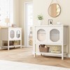 Modern Coffee Bar Cabinet with Storage, White Console Table with Reeded Glass Doors and Open Shelf, Buffet Sideboard Side Table - 4 of 4