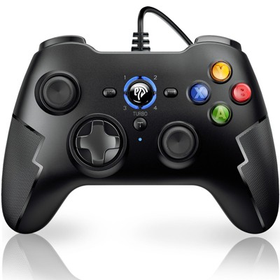 Aukfa 9100PRO Wired Gaming Controller,PC Game Controller Joystick with Dual-Vibration Turbo and Trigger Buttons for Windows PC/ PS3/Tesla,Black