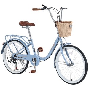 7 Speed City Bike With Basket , Steel Frame,Multiple Colors 22 Inch Girls Bicycle - 1 of 4