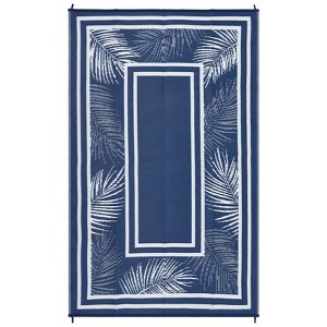8 X 10 ft Plastic Gray White Rectangular Beach Front Porches Patio Picnic RV Camping Garage Leaves Border Modern Area Rug - 1 of 4