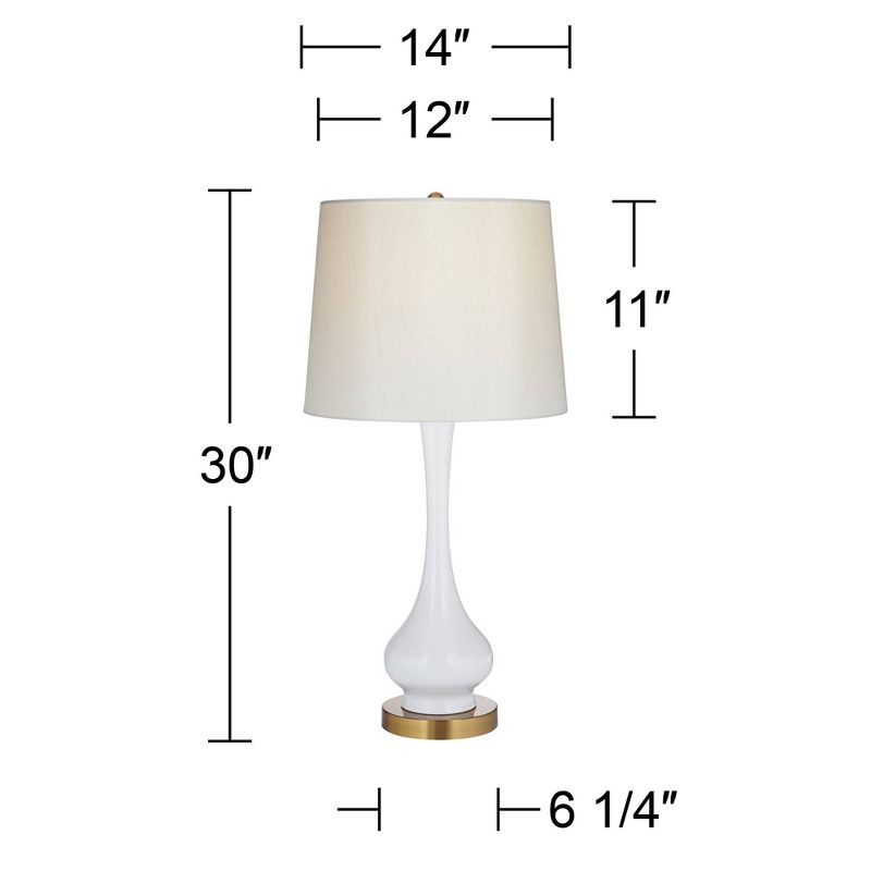 360 Lighting Lula Modern Mid Century Table Lamp 30" Tall White Metal Gourd Off White Drum Shade for Bedroom Living Room Bedside Nightstand Office Home, 4 of 8