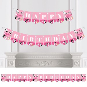 Big Dot of Happiness Pawty Like a Puppy Girl - Pink Dog Birthday Party Bunting Banner - Birthday Party Decorations - Happy Birthday - 1 of 4