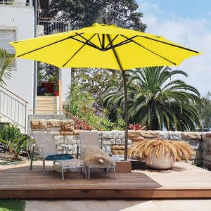 HYLEORY 10ft. Outdoor Curvy Cantilever Umbrella with Sand Bag Base - 1 of 4