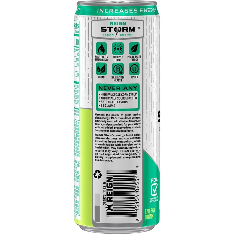 Reign Storm Kiwi Blend Energy Drink - 12 fl oz Cans, 3 of 4