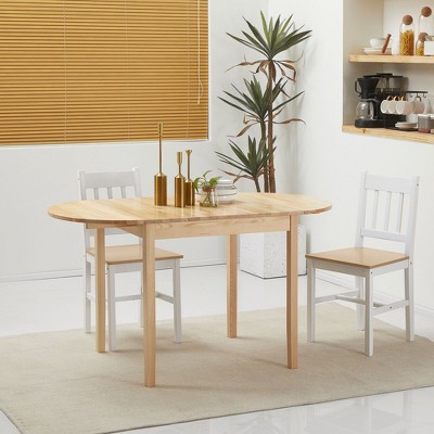 NicBex Solid Wood Extendable Dining Table with Drop Leaves,Modern Folding Kitchen Table for Small Spaces,Dining Room Furniture