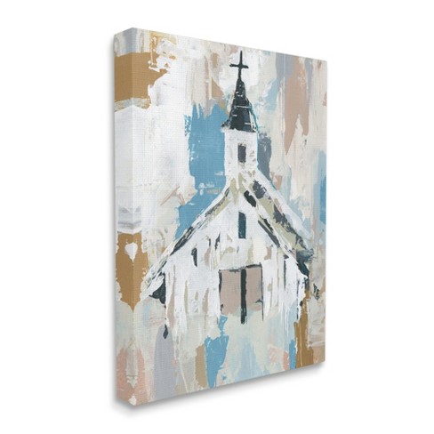 Stupell Industries Distressed Country Church House Abstract Pattern Gray  Floater Framed Canvas Wall Art, 16 X 20 : Target