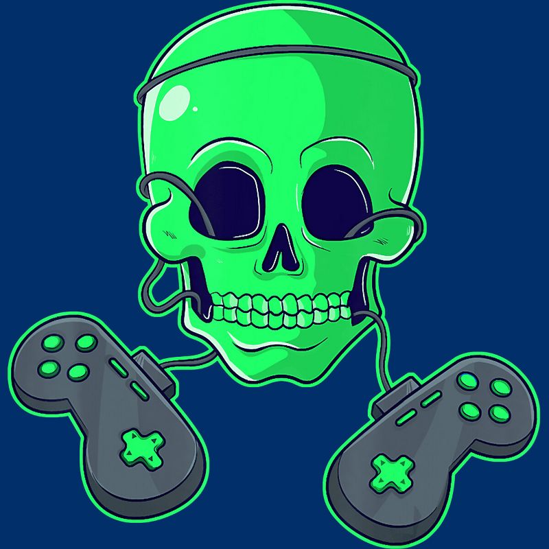 Boy's Design By Humans Halloween Skeleton Skull Crossbones Video Gamer By TaiHan T-Shirt, 2 of 5