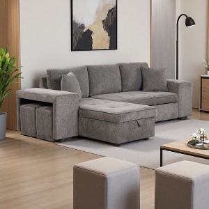 104.5" Convertible Sectional Sofa Bed with Storage Chaise - 1 of 4