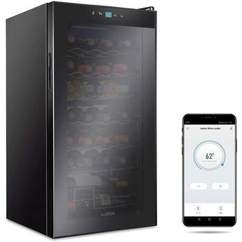 Ivation Wine Cooler Fridge, Smart Refrigerator with Lock 