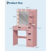 Modern Vanity Makeup Desk with Vanity Mirror, Built-in Lights, 4 Drawers, Crystal Ball Knobs, Power Outlet, White Makeup Desk for Bedroom - 3 of 4
