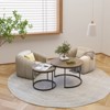 ALEXOUN Coffee Table Set of 2, 27.6 inch Round Wood Finish Side Tables with Metal Frame,Multi-Functional for Living Room & Bedroom,Small Spaces - 2 of 4